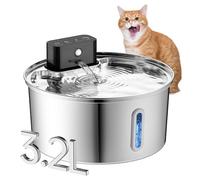 Wireless Cat Water Fountain Stainless Steel,3.2L/108Oz Battery Operated Pet Water Fountain for Drinking,Cordless Metal Dog Water Dispenser with Motion Sensor,Quiet Pump,Filtration for Cats,Dogs Indoor