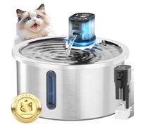 Wireless Cat Water Fountain Stainless Steel Automatic Pet Water Dispenser 4000mAh Battery Operated 3.2L/108oz Large Capacity Water Fountains for Cats Dogs