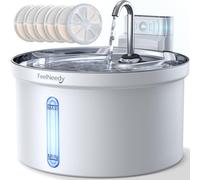 Wireless Cat Water Fountain with Sensor [Water & Battery Separation] FEELNEEDY Smart Pet Water Fountain, 3.5L/118oz 4000mAh Battery Operated Water Fountains for Cats Dogs + 6 Filters