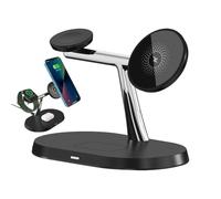 Wireless Cell Phone Charger, Magnetic Charging Stand, 15W Fast Energy Dock, Multifunctional Holder Support, Earphone Organizer Base, Ideal for Desk, Office, Nightstand, Travel Use
