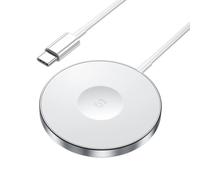 Wireless Charger, 15W Fast Charging, Zinc Alloy & ABS, USB Type-C, Compact Design, White, Includes Manual & Box