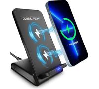 Wireless Charger, 15W Fast Wireless Charger Stand for iPhone 17 16 15 14 13 12 11 Pro Max XR, Samsung Galaxy S24 S23 S22 Note, Google Pixel 9 8 7, OnePlus, Case-Friendly Wireless Charging Stand