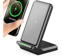 Wireless Charger, 15W Wireless Charging Stand, Wireless Charging Station for iPhone 15/14/13/12/11/Pro/Max/Plus/XS/XR/X, Samsung Galaxy S22/S21S20/S10/S9/Note10/9, and Qi-Enabled Phone