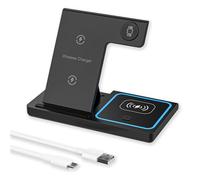 Wireless Charger, 3 in 1 Charging Station, 15W Qi Fast Foldable Magnetic Stand Dock Replacement for iPhone 16 15 14 13 12 11 Pro Max XS XR X, iWatch 10 9 8 7 6 5 4 3 SE, Pods 4 3 Pro