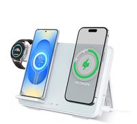Wireless Charger,3 IN 1 Wireless Charging Station For Dual iPhone 17 16 15 14 13 Pro Max Samsung S25 S24 Xiaomi Google,Charger Stand For Galaxy Watch Apple Watch,Foldable Charging Pad,Tech Gadgets