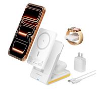 Wireless Charger 5 in 1 Magnetic Charging Station Stand with Portable Power Bank for Apple/Samsung Multiple Devices for Apple Watch 10-2,iPhone 16 15-12 Pro Max/Samsung Galaxy S25 Ultra S24-S8