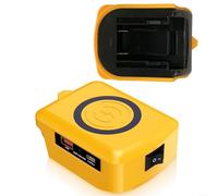 Wireless Charger Adapter 15W Fast Charging for Dewalt DCB203 DCB180 with USBs and Type-C Ports Smart Chip Protection Lightweight Portable Design Suitable for Smartphones Tablets (yellow)