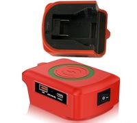 Wireless Charger Adapter for Dewalt DCB203 48-11-1862 Batteries 15W Mobile Phone Charging Station for USB for QC3.0 TypeC PD3.0 18W-20W Output Compact Design Blue(red)