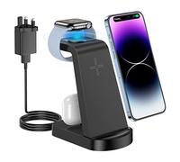 Wireless Charger, CKCN 3 in 1 Fast Wireless Charging Station for i Phone 14/13/12/11 Pro Max/XS, Phone Watch Charger for Apple Watch 8/7/SE/6/5/4/3/2, Charging Stand Dock for Airpods Pro/3/2