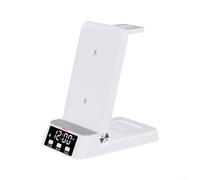 Wireless Charger Dock for Samsung Phones, Earbuds & Watches with Clock Display Supports Up to 15W Fast Charging for S24 Ultra, Flip 6/5, Fold 6/5 Series (White)