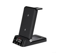 Wireless Charger Dock for Samsung Phones, Earbuds & Watches with Clock Display Supports Up to 15W Fast Charging for S24 Ultra, Flip 6/5, Fold 6/5 Series (Black)