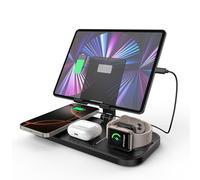 Wireless Charger for Apple, 4 in 1 Wireless Charging Station for iPhone 16/15/14/13/12/11, Charging Dock Station for Apple Watch 10/9/8/7/6/SE/5, Charger for AirPods 4/Pro, iPad Stand (Black)