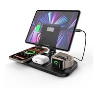 Wireless Charger for Apple, 4 in 1 Wireless Charging Station for iPhone 16/17/15/14/13/12/11, Charging Dock Station for Apple Watch 10/9/8/7/6/SE/5, Charger for AirPods 4/Pro, iPad Stand (Black)