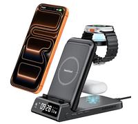Wireless Charger for iPhone, 3-in-1 Charging Station for iPhone 17/16/15/14/13/12 Series, Charger Stand for Apple Watch Ultra 2/10/9/8/7/6/5, SwanScout 703A, No Adapter (Black)