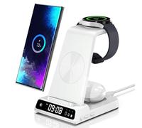 Wireless Charger for Samsung, 3 in 1 Wireless Charging Station for Galaxy S25 Ultra/S24/S23/Z Flip 7/Z Fold 7, Stand for Samsung Galaxy Watch Ultra/7/6/5/4, Phone Charger for Galaxy Buds 3/Pro