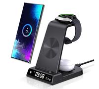 Wireless Charger for Samsung, 3 in 1 Wireless Charging Station for Galaxy S25 Ultra/S24/S23/Z Flip 7/Fold 6, Stand for Samsung Galaxy Watch 8/8 Classic/Ultra/7/6/5, Phone Charger for Galaxy Buds 3/Pro