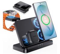 Wireless Charger for Samsung - 3 in 1 Wireless Charging Station for Galaxy S26 Ultra S25 S24, Z Fold Flip 7/6, Detachable Watch Charger for Galaxy Ultra 8/7/6, Foldable, Fast Charging, No Adapter