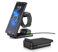 Wireless Charger for Samsung Charging Station for Samsung Galaxy S25 Ultra/Fold 7/Note 20/Galaxy Bud, 3 in 1 Android Charging Station, Watch Charger for Samsung Galaxy Watch 8/Ultra/7/6 (Black)