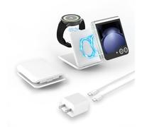 Wireless Charger for Samsung Galaxy Z Flip 2 in 1 Foldable Charging Station Travel Charging Station Portable Fast Charger Stand for Samsung Galaxy Z Flip 6/5/4/3, Galaxy S24 Series, Razr+, Galaxy