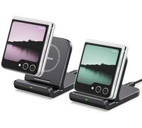 Wireless Charger for Samsung Z Flip 7(2 Pack), Foldable Wireless Charging Stand for Galaxy Z Flip 7 FE/6/5/4/3, Charging Station for Moto Razr, SwanScout 501S (No Adapter)