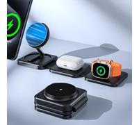 Wireless Charger, Hinyx Mag-safe Charger, Magnetic Foldable Travel Charger, 3 in 1 Wireless Charging Station for iPhone15/14/13/Air Pods 3/2/Apple iWatch Series Ultra2/S2-S9,(with QC 3.0 Adapter)