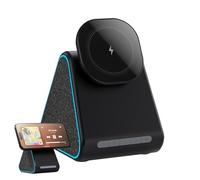 Wireless Charger - Portable Blue-tooth Speaker Charging Station | 15W Wireless Charger with Stereo Speaker | 1000mAh Rechargeable | 3.5mm Audio Jack | Magnetic Wireless Charging Stand for iPhones