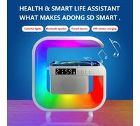Wireless Charger Stand Bluetooth 5.0 Speaker Multifunction FM TF RGB Night Light Fast Charging Station for Smartphone-A