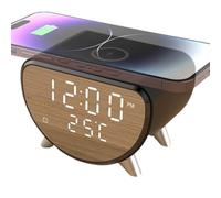 Wireless Charging Alarm Clock - LED Display Station, Temperature Reader | Phone Charger Dock, Desktop Digital Organizer for Bedroom Office Nightstand Gift Coworkers Roommates Friends Couples Travel Us