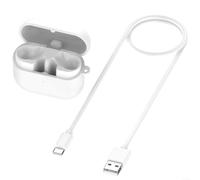 Wireless Charging Box for Galaxy Buds3 FE R420 Earphones - Quick Charge 5V Output - Portable Bag Black (White)