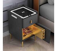Wireless Charging Nightstand with LED Light, Multifunctional Smart Side Table for Bedroom, Living Room, Office, Invisible Safe Design, Modern Furniture