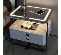 Wireless Charging Nightstand with LED Lights and Lock, Adjustable Smart Bedside Table for Bedroom