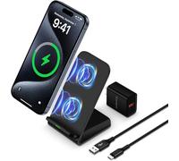 Wireless Charging Station 15W Fast Wireless for Motorola Edge 60 Stylus/Edge 2024/Moto G Power 2025/50 Neo/Edge+ 2023/Edge 50 Pro/Samsung S26 S25 S24 S23, Phone Chargers Stand Dock and QC 3.0 Adapter
