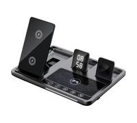 Wireless Charging Station, 4 in 1 Alarm Clock Wireless Charger Stand, Foldable Wireless Fast Charging Station with Alarm Clock & Night Light, One-Key Lifting Charging Stand for phone//