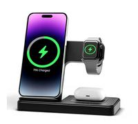 Wireless Charging Station for Apple Devices: 3 in 1 Foldable Charger Stand for iPhone 16e 16 15 14 13 12 11 Pro Max for Apple Watch Series 10 9 8 7 6 5 4 3 2 SE and Ultra for Airpods 4 3 2 Pro Bedside