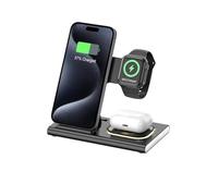 Wireless Charging Station for Apple Devices: 3 in 1 Foldable Charger Stand for iPhone 16e 16 15 14 13 12 11 Pro Max for Apple Watch Series 10 9 8 7 6 5 4 3 2 SE and Ultra for Airpods 4 3 2 Pro Bedside
