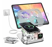 Wireless Charging Station for Apple Devices, Only for iWatch Charger | 5 in 1 360°Rotation Charging Stand,Foldable Charger for iPhone Magsafe, Alloy Metal Desgin Adjustable Height