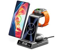 Wireless Charging Station for Samsung, 2025 Upgrade 3 in 1 Wireless Charger for Samsung Galaxy S25 Ultra/S24 Ultra/S23/S22/Z Flip 7/Z Fold 6, Charger Stand for Galaxy Watch Ultra/8/7/6/5, Galaxy Buds