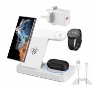 Wireless Charging Station For Samsung, 4 in 1 wireless Charger Stand for Samsung Galaxy S26 Ultra S25 S24 Ultra S23 S22 Note 20 Z Fold 7/6 - Wireless Charger Dock For Galaxy Watch 8 7 6 Buds (White)