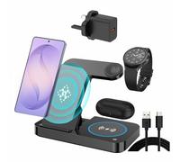 Wireless Charging Station For Samsung, 4 in 1 wireless Charger Stand for Samsung Galaxy S26 Ultra S25 S24 Ultra S23 S22 Note 20 Z Fold 7/6 Wireless Charger Station For Galaxy Watch 8 7 6 Buds (Black)