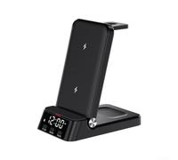 Wireless Charging Station For Samsung For Galaxy S25 For Ultra S24 Flip 6 Fold 5 With Led Clock Fast Charge Dock For Earbuds And Watches Black Desktop Organizer(Black)