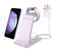 Wireless Charging Station for Samsung - NANAMI 3 in 1 Wireless Charger for S25 Ultra S24 S23 S22 S21 Z Fold Flip 5/4, Induction Charging Stand for Galaxy Buds/Galaxy Watch 7/6[Only for Samsung Watch]