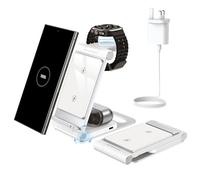 Wireless Charging Station for Samsung Wireless Charger 3 in 1 Foldable Wireless Charger Stand for Samsung S25 Ultra S24 S23 S22 Z Flip Z Fold 6 5 for Galaxy Watch 7/6/5/4 for Galaxy Buds Milky White