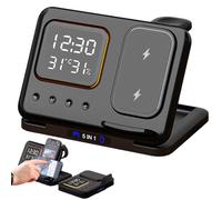 Wireless Charging Station Stand - Foldable Multi-Device Dock with LED Temp Display | Smart Home Office Powers Hub, Sleek Portable Charger Holder, Fast Desktop Organizer Pad for Electronics