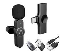 Wireless Clip Microphone, Lavalier Wireless Microphones, Lapel Clip-on Microphone (Aisizon) for Smartphone, Laptop, Video Recording, Tiktok, Facebook Live, YouTube Live Stream