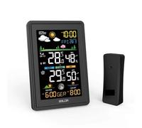 Wireless Color Weather Station Alarm Clock Digital Humidity Temperature Monitor Barometer Forecast Trend Moon Phase -40℃(Nero)