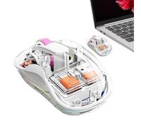 Wireless Computer Control with Lights | Transparent Tri-Mode Computer Control Rechargeable,Living Room Classrooms Study Silent Click for Working, Learning, Game Playing