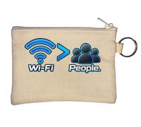 Wireless Connection Greater Than Human Interaction Key Chain Coin Purse Beige
