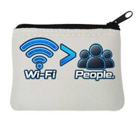 Wireless Connection Greater Than Human Interaction Neoprene Coin Purse Pouch 10x11cm White