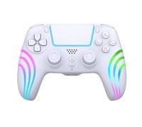Wireless Controller Bluetooth Wireless Dual Vibration Gamepad Controller with Illuminated Handle for PS4 Console Joystick(White)