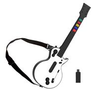 Wireless Controller for PC and PS3 - White Guitar with Strap for Guitar Hero 3/4/5 and Rock Band 1/2 (5 Keys)